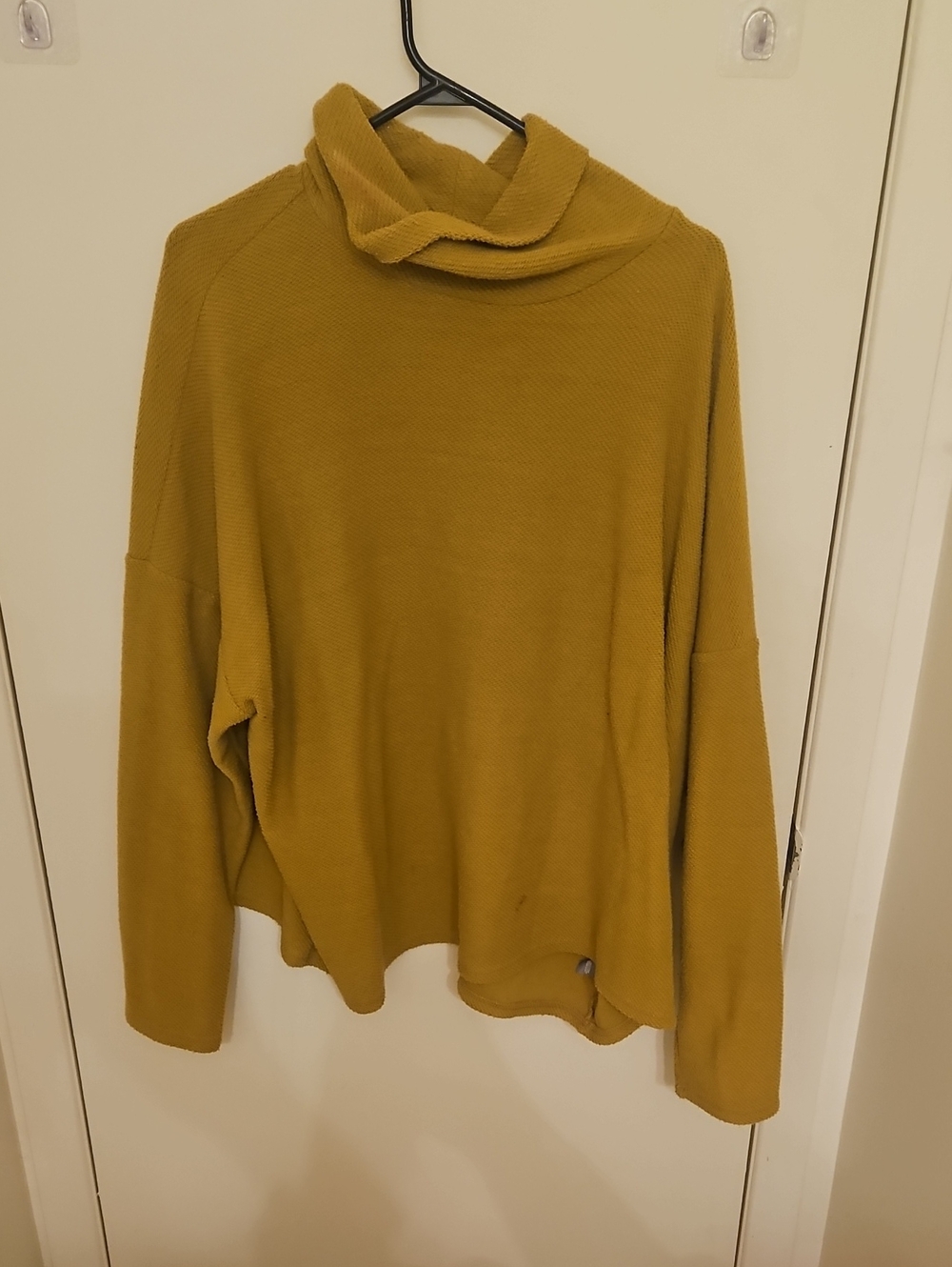 aerie Mustard Ribbed Cowl Neck Sweater
